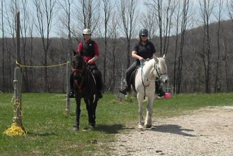 Ares on the left, Diego on the right. Hopefully I was just trying to find my stirrup or something and I don't actually ride like that! 